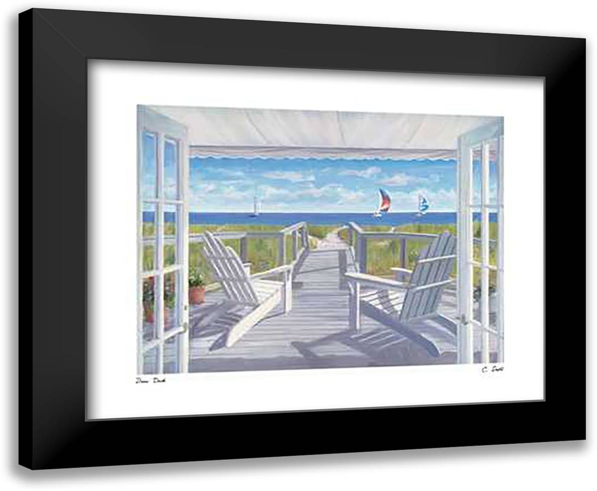 Dune Deck 32x26 Black Modern Wood Framed Art Print Poster by Saxe, Carol