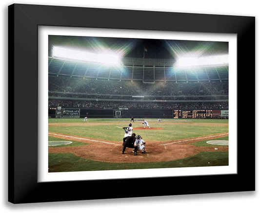 Hank Aaron 715th Home Run #133 14x12 Black Modern Wood Framed Art Print Poster