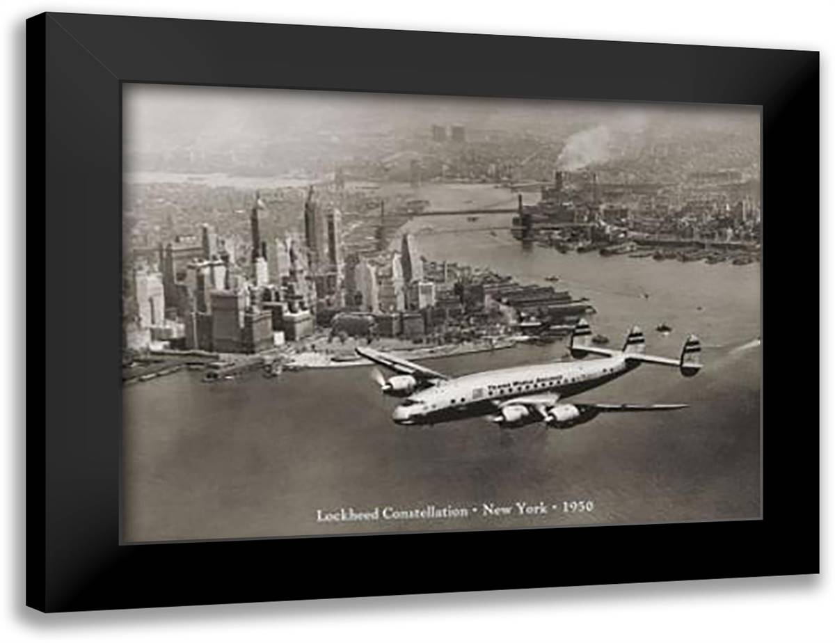 Lockheed Constellation, New York, 1950 27x22 Black Modern Wood Framed Art Print Poster by Sunderland, Clyde