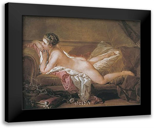 Girl Resting 15x13 Black Modern Wood Framed Art Print Poster by Boucher, Francois