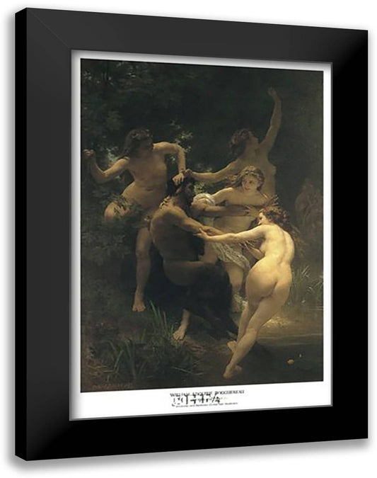 Nymphs and Satyr 12x15 Black Modern Wood Framed Art Print Poster by Bouguereau, William Adolphe