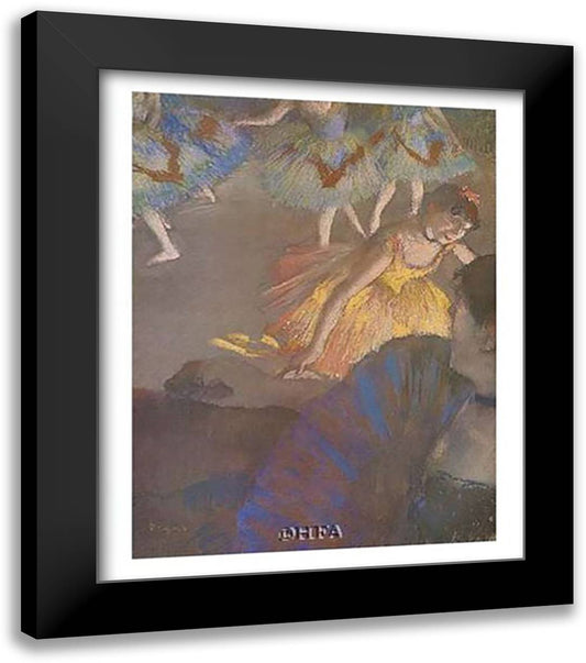 Ballerina and Lady with Fan 13x15 Black Modern Wood Framed Art Print Poster by Degas, Edgar