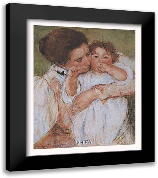 Mother and Child 13x15 Black Modern Wood Framed Art Print Poster by Cassatt, Mary