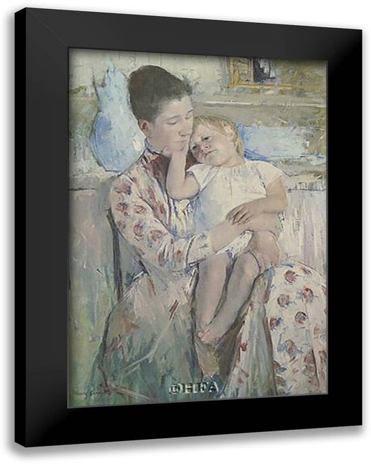 Mother and Child 13x15 Black Modern Wood Framed Art Print Poster by Cassatt, Mary