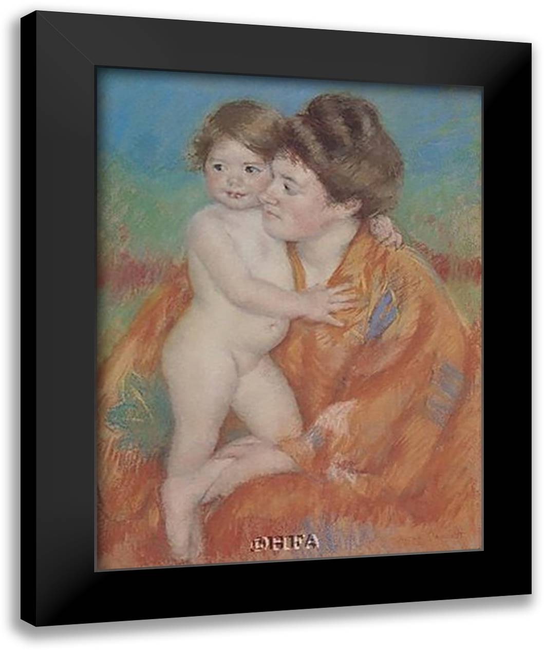 Woman with Baby 12x15 Black Modern Wood Framed Art Print Poster by Cassatt, Mary
