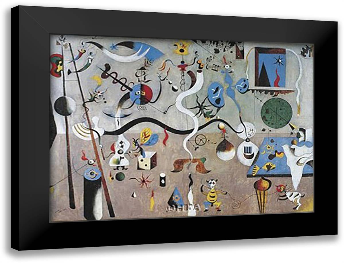 Carnival of Harlequin 15x12 Black Modern Wood Framed Art Print Poster by Miro, Joan