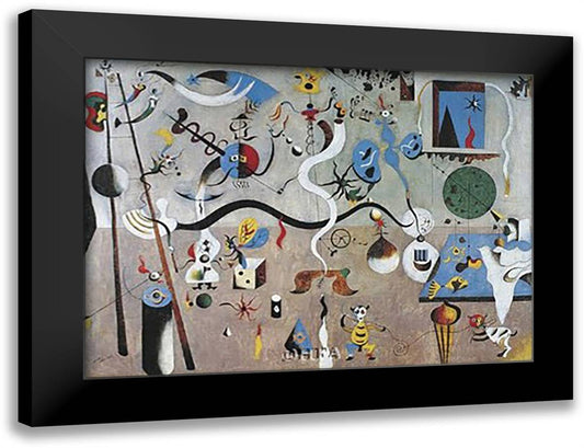 Carnival of Harlequin 15x12 Black Modern Wood Framed Art Print Poster by Miro, Joan