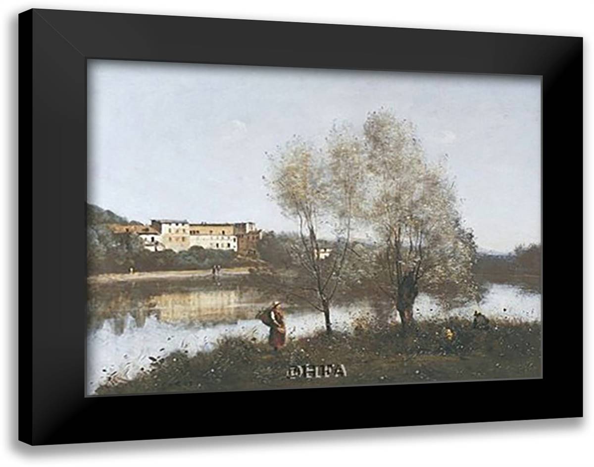 Ville D'Avray 15x13 Black Modern Wood Framed Art Print Poster by Corot, Jean Baptiste Camille