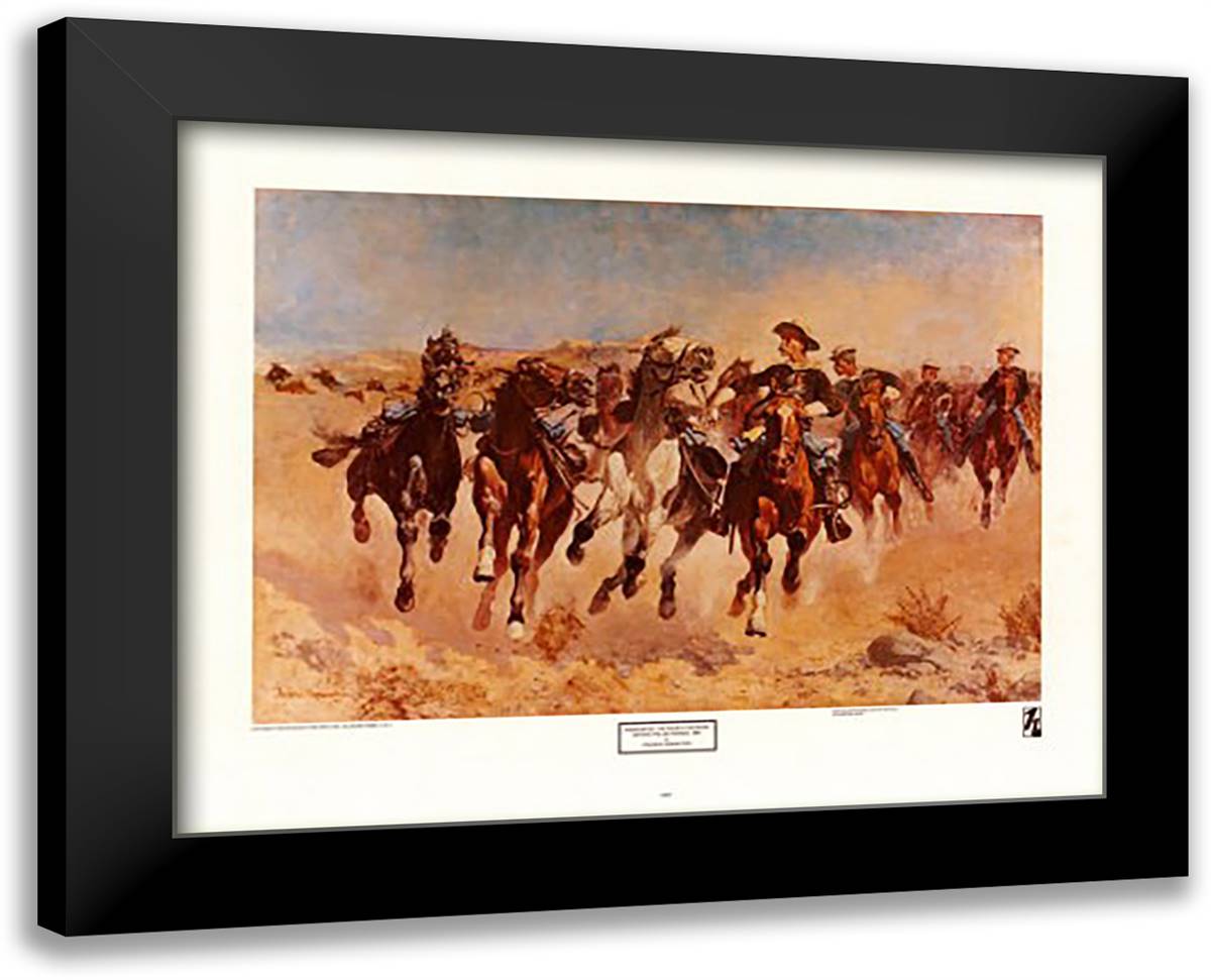 Dismounted: The Fourth Troopers 15x12 Black Modern Wood Framed Art Print Poster by Remington, Frederic