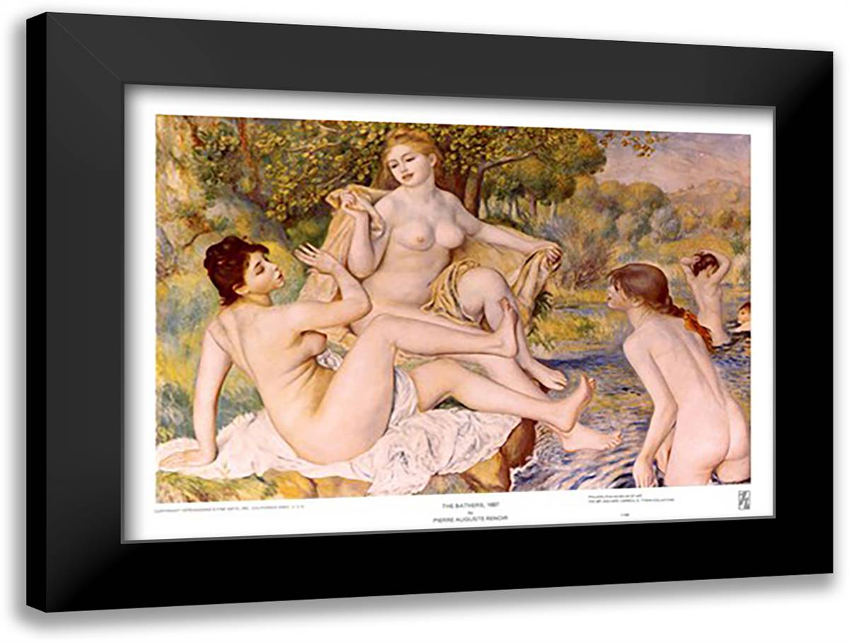 Bathers 15x12 Black Modern Wood Framed Art Print Poster by Renoir, Pierre-Auguste