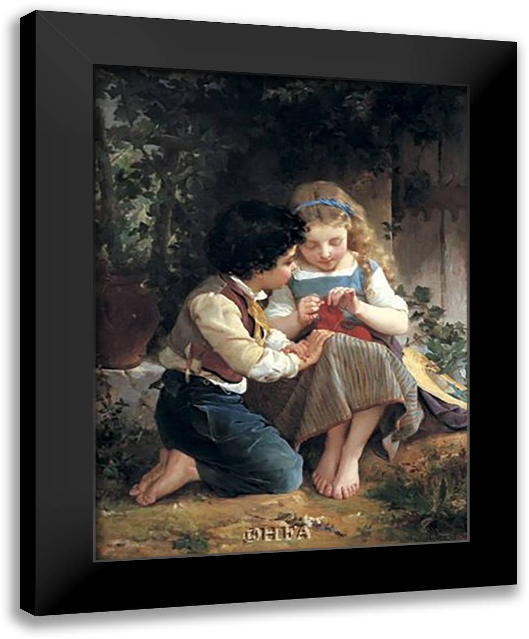 A Special Moment, 1874 12x15 Black Modern Wood Framed Art Print Poster by Munier, Emile