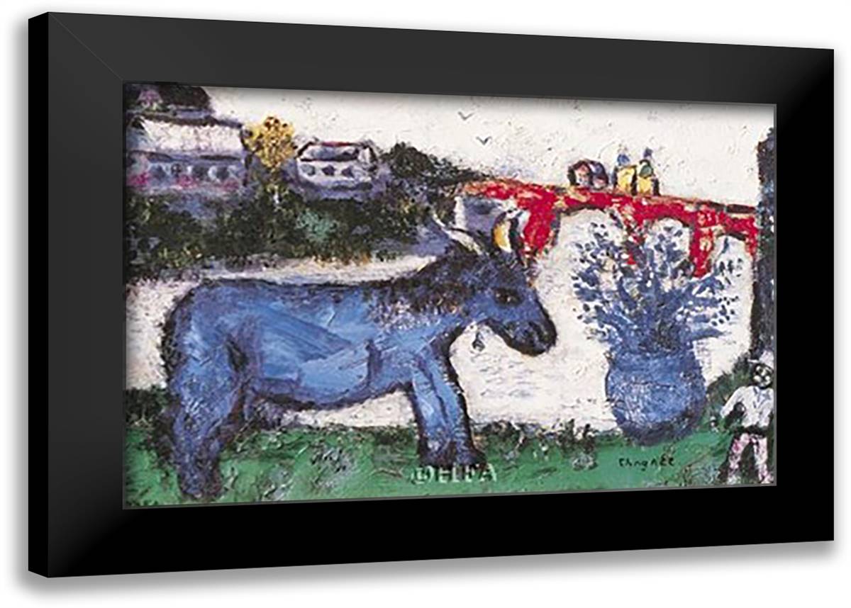 Blue Donkey 16x13 Black Modern Wood Framed Art Print Poster by Chagall, Marc