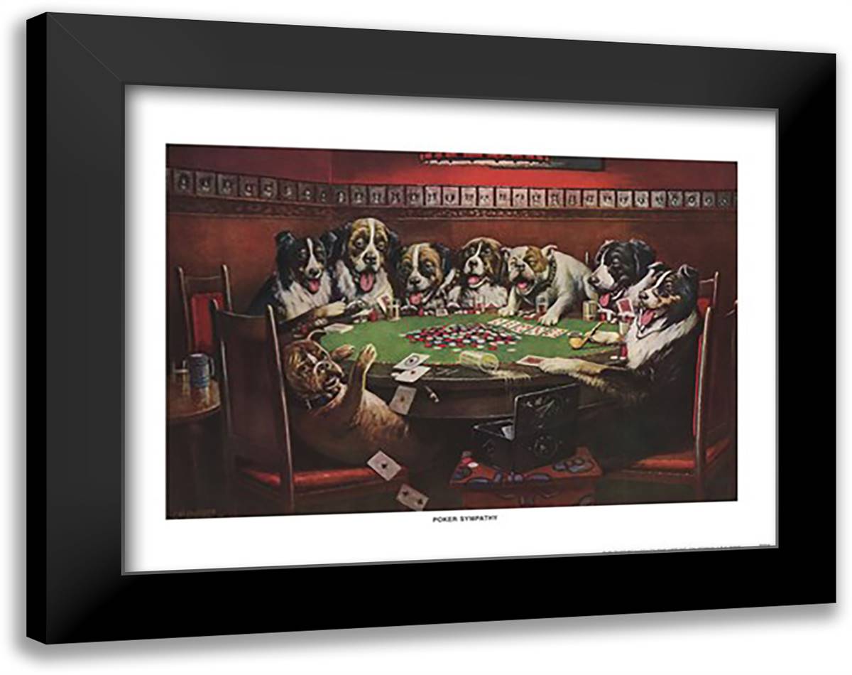 Poker Sympathy 20x16 Black Modern Wood Framed Art Print Poster by Coolidge, Cassius Marcellus
