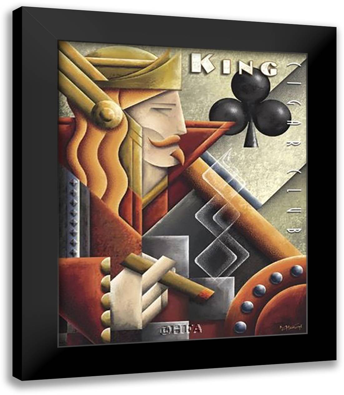 King Cigar Club 16x19 Black Modern Wood Framed Art Print Poster by Kungl, Michael