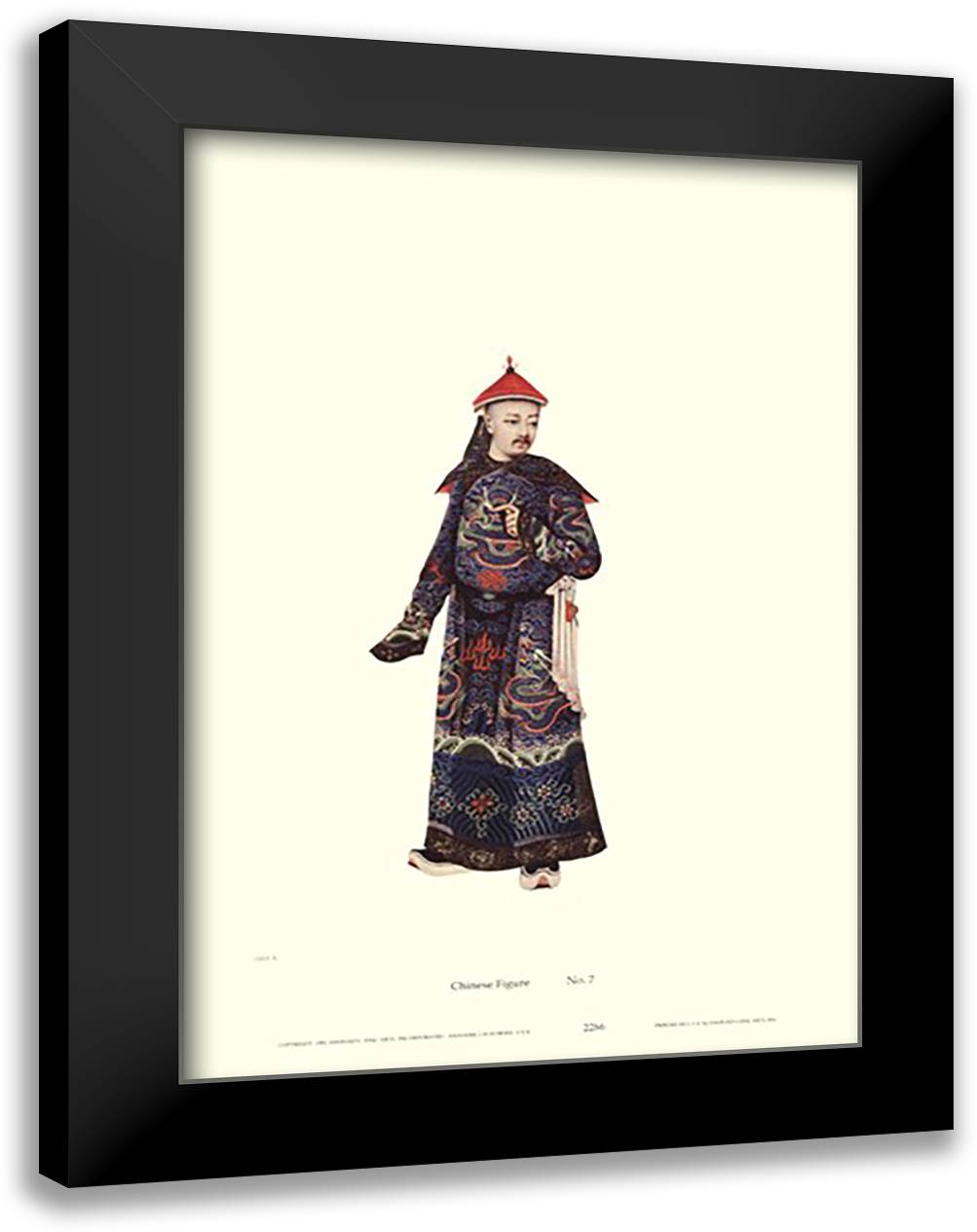 Chinese Mandarin Figure no.7 13x17 Black Modern Wood Framed Art Print Poster