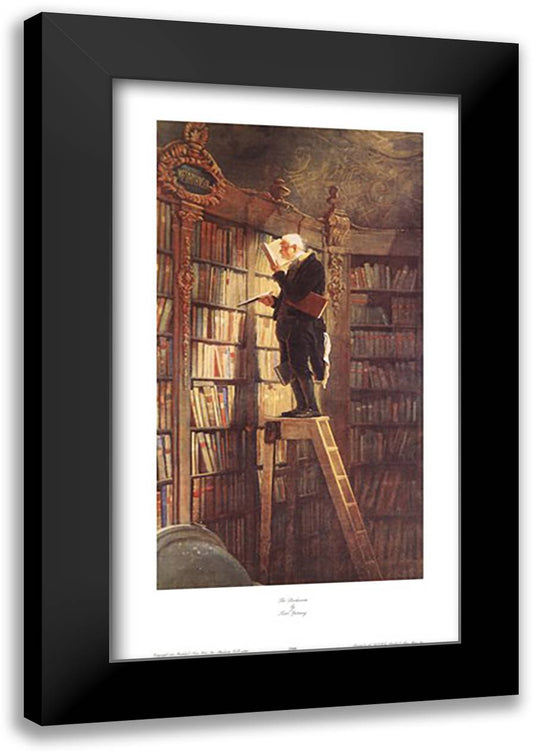 Bookworm 14x22 Black Modern Wood Framed Art Print Poster by Spitzweg, Carl