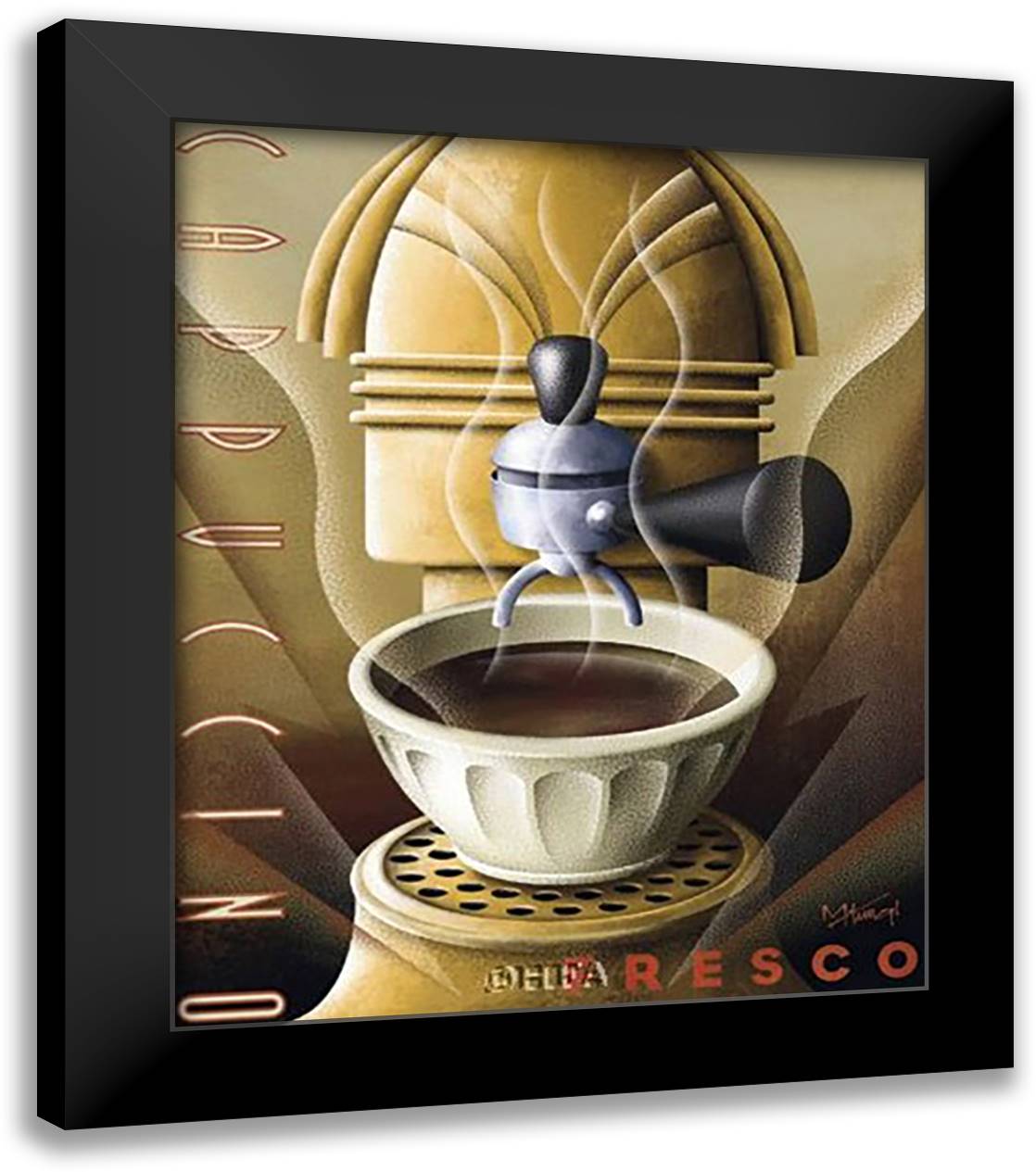 Cappuccino Fresco 16x19 Black Modern Wood Framed Art Print Poster by Kungl, Michael
