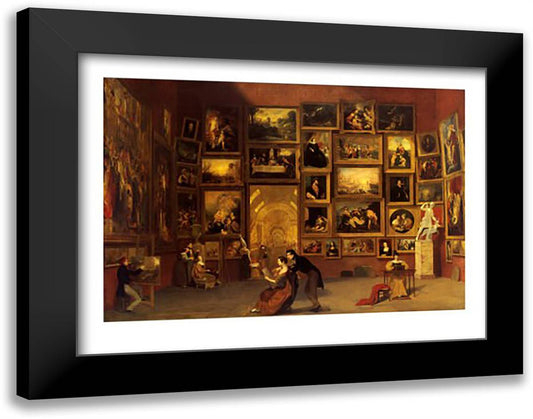 Gallery of the Louvre 20x16 Black Modern Wood Framed Art Print Poster by Morse, Samuel