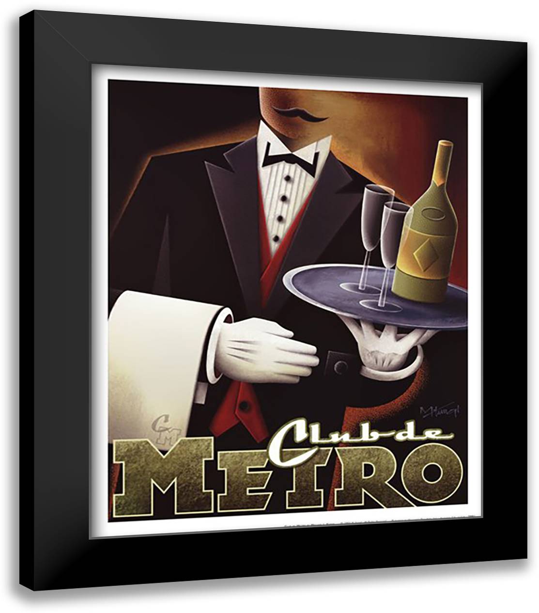 Club de Metro 16x19 Black Modern Wood Framed Art Print Poster by Kungl, Michael