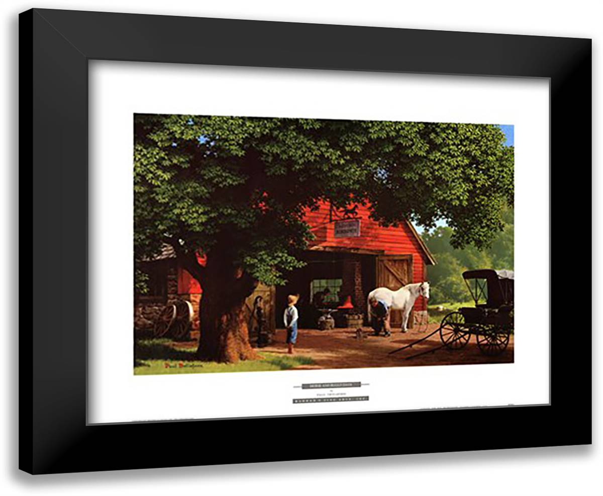 Horse and Buggy Days 24x20 Black Modern Wood Framed Art Print Poster by Detlefsen, Paul