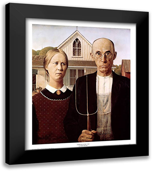 American Gothic, c.1930 22x26 Black Modern Wood Framed Art Print Poster by Wood, Grant