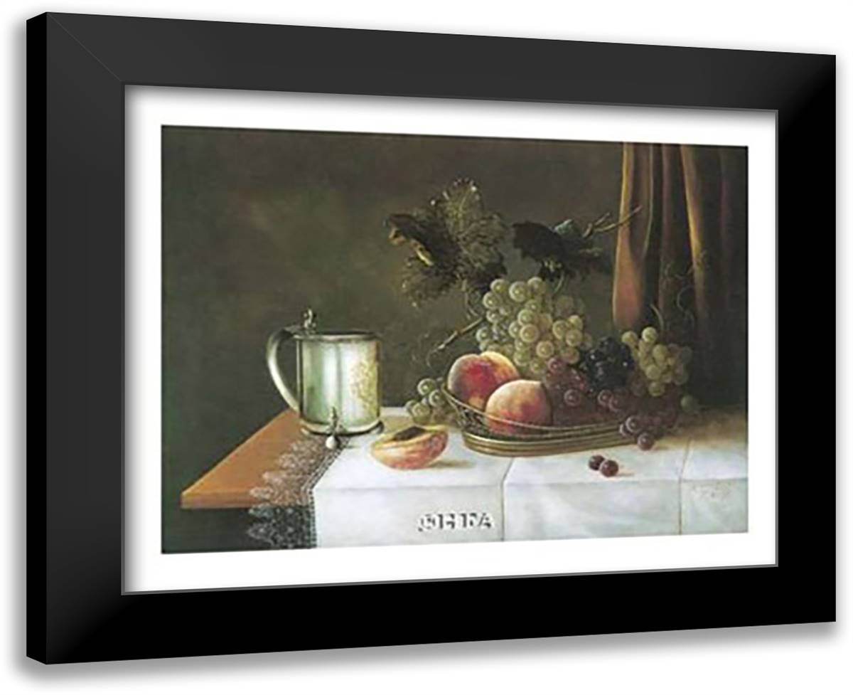 Still Life with Silver Tankard 28x23 Black Modern Wood Framed Art Print Poster by Galvez, William