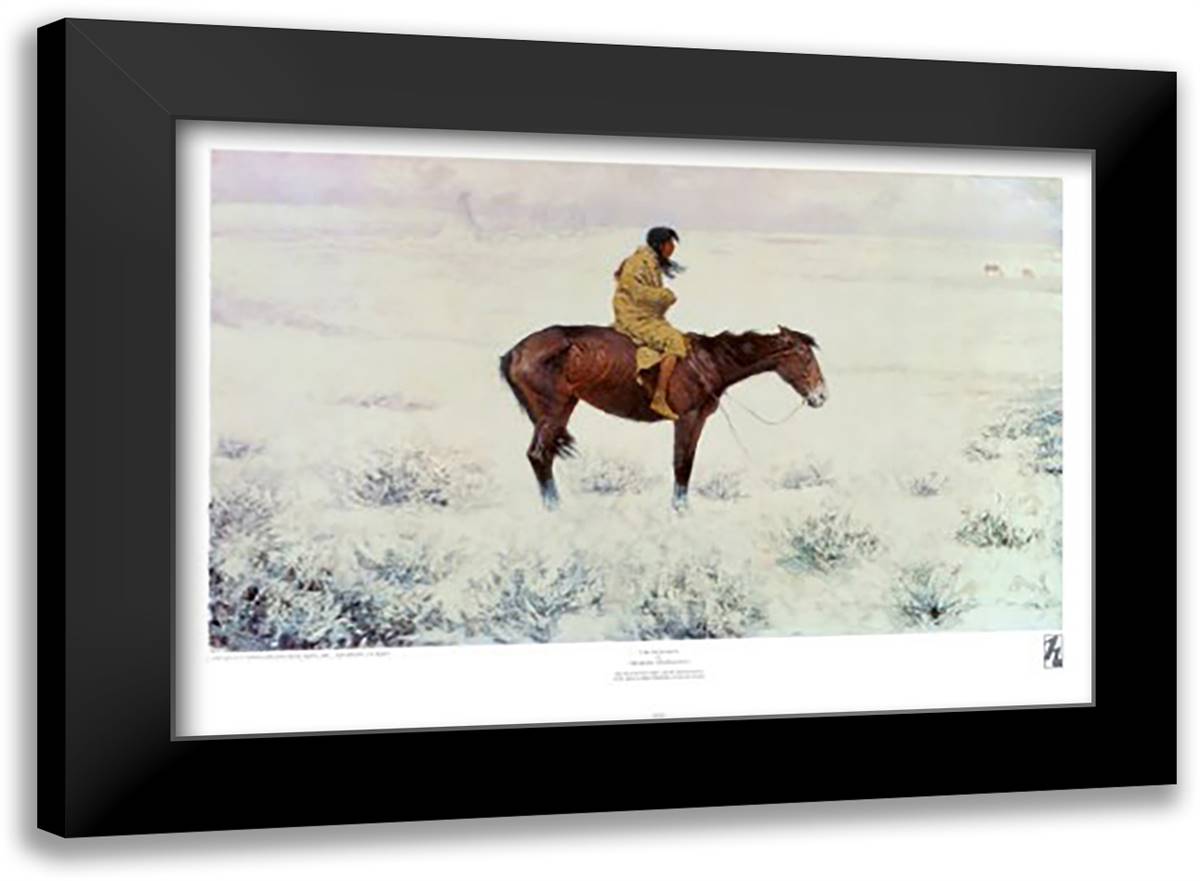 Herd Boy 30x22 Black Modern Wood Framed Art Print Poster by Remington, Frederic