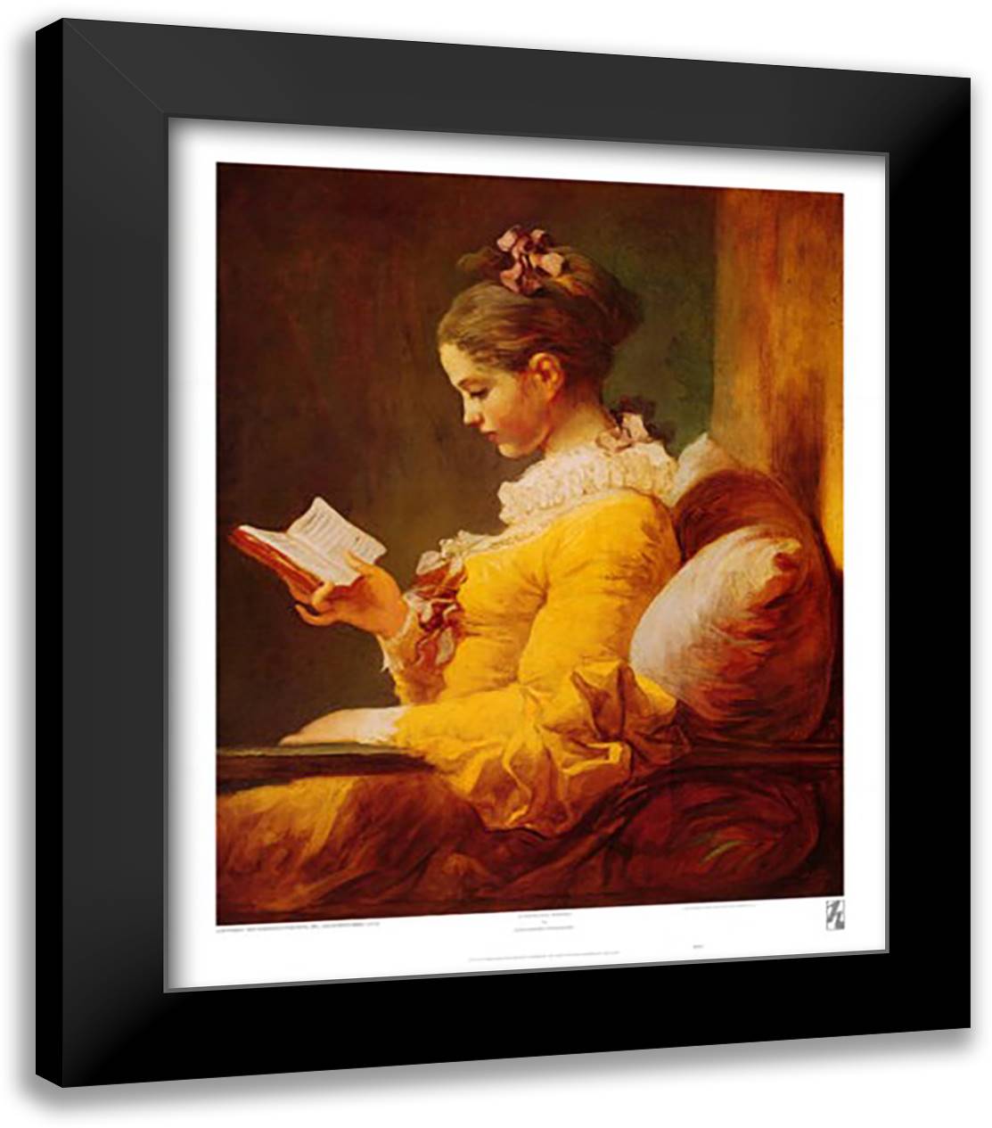 A Young Girl Reading 26x32 Black Modern Wood Framed Art Print Poster by Fragonard, Jean-Honore