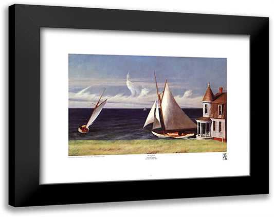 The Lee Shore 33x26 Black Modern Wood Framed Art Print Poster by Hopper, Edward