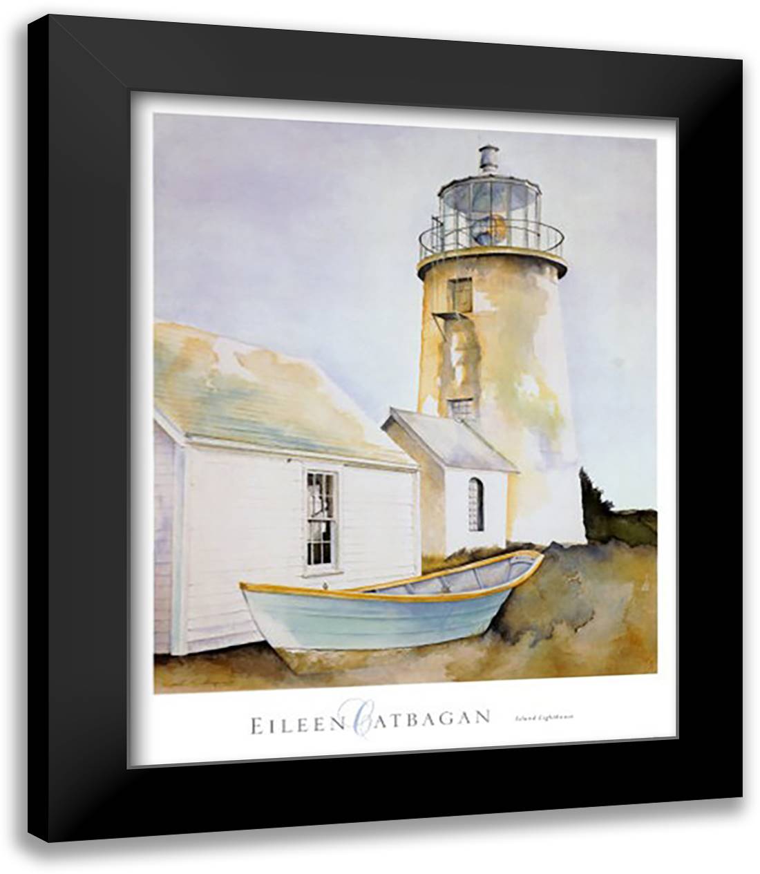 Island Lighthouse 26x32 Black Modern Wood Framed Art Print Poster by Catbagan, Eileen