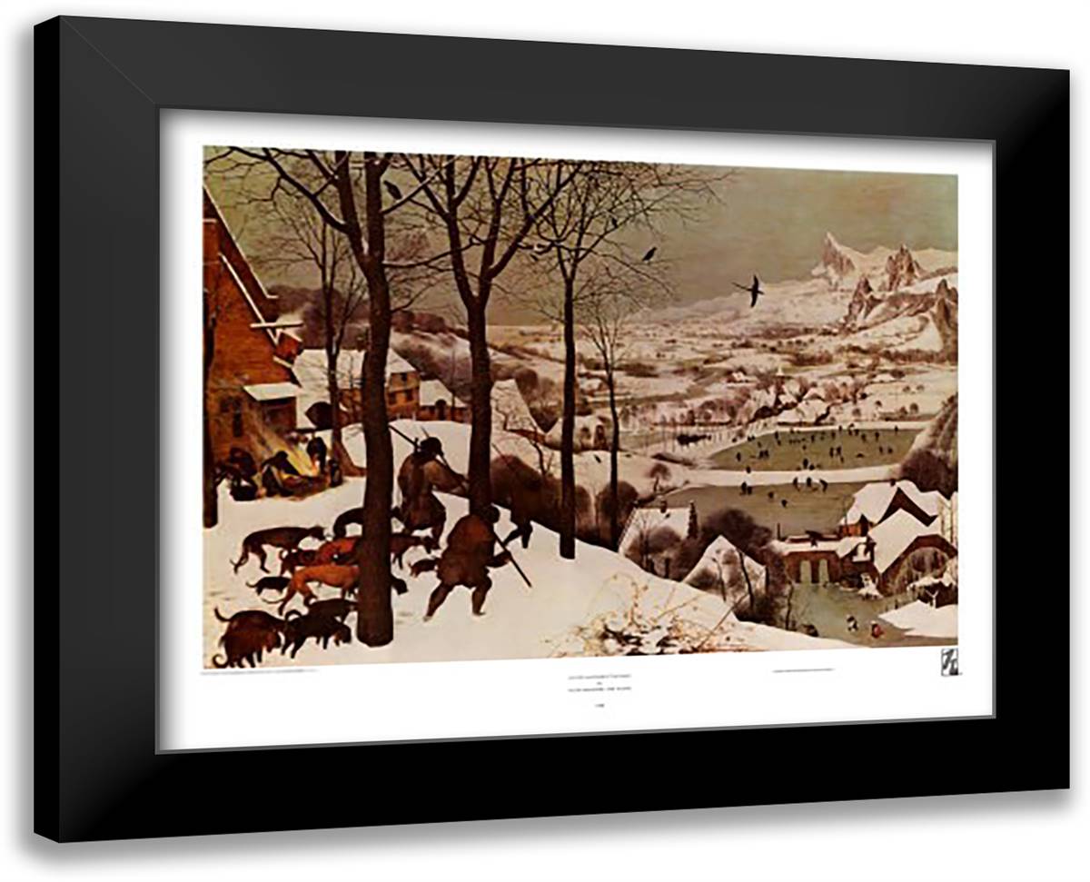 Winter/Hunters in the Snow 31x24 Black Modern Wood Framed Art Print Poster