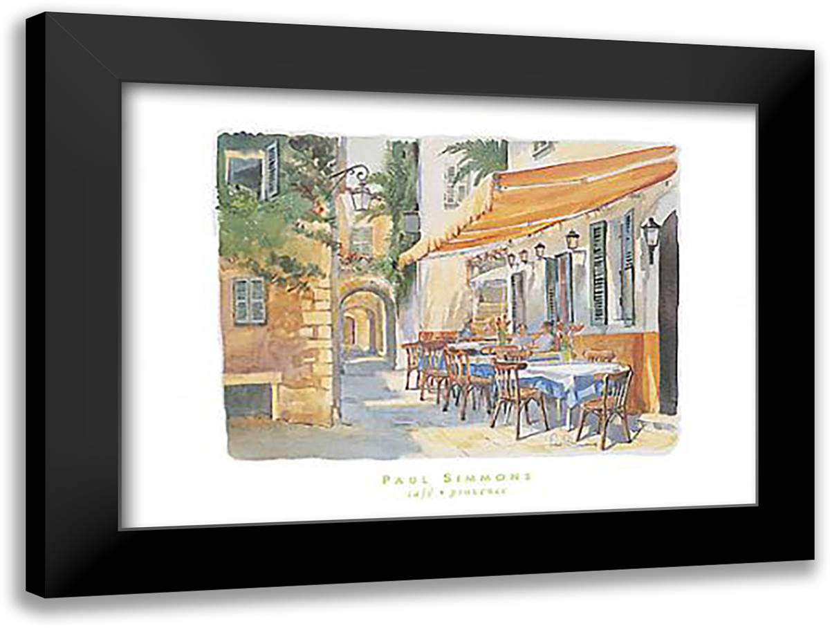 Cafe Provence 32x24 Black Modern Wood Framed Art Print Poster by Simmons, Paul