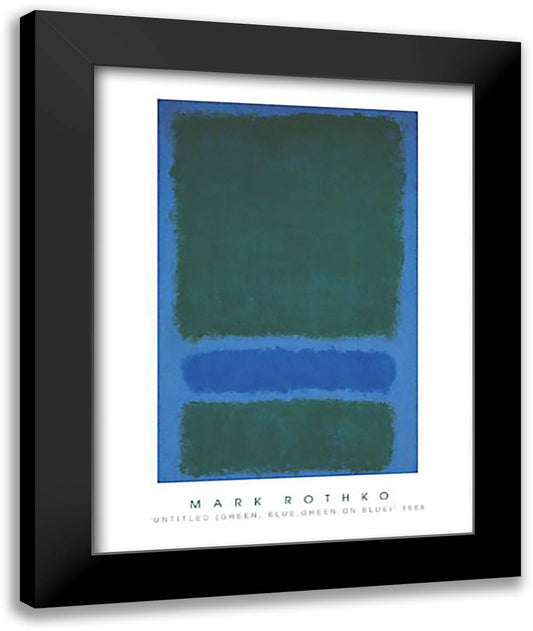 Untitled (Green, Blue, Green on Blue), 1968 28x36 Black Modern Wood Framed Art Print Poster by Rothko, Mark