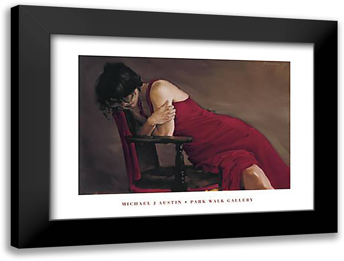 Red Dress 32x24 Black Modern Wood Framed Art Print Poster by Austin, Michael