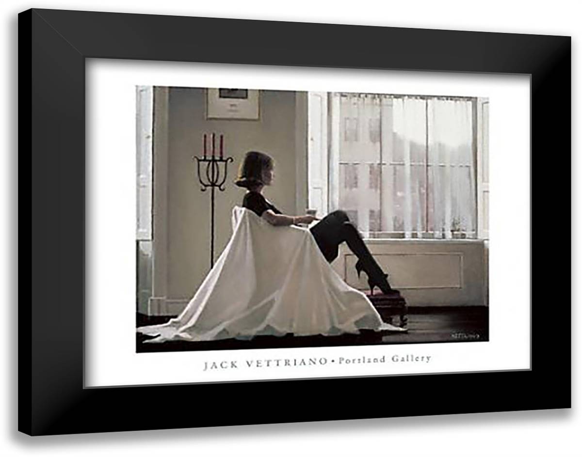 in Thoughts of You 36x28 Black Modern Wood Framed Art Print Poster by Vettriano, Jack