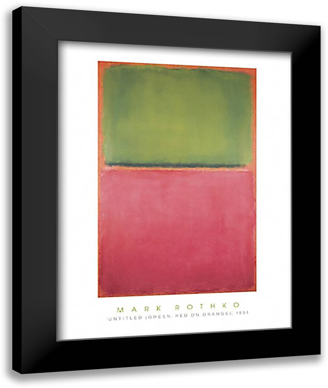 Untitled (Green, Red on Orange), 1951 14x24 Black Modern Wood Framed Art Print Poster by Rothko, Mark