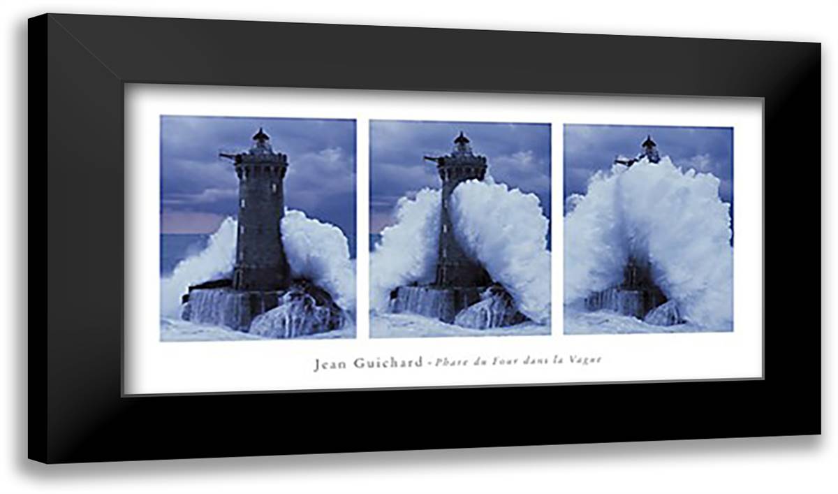 Phare du Four dans la Vague 40x20 Black Modern Wood Framed Art Print Poster by Guichard, Jean