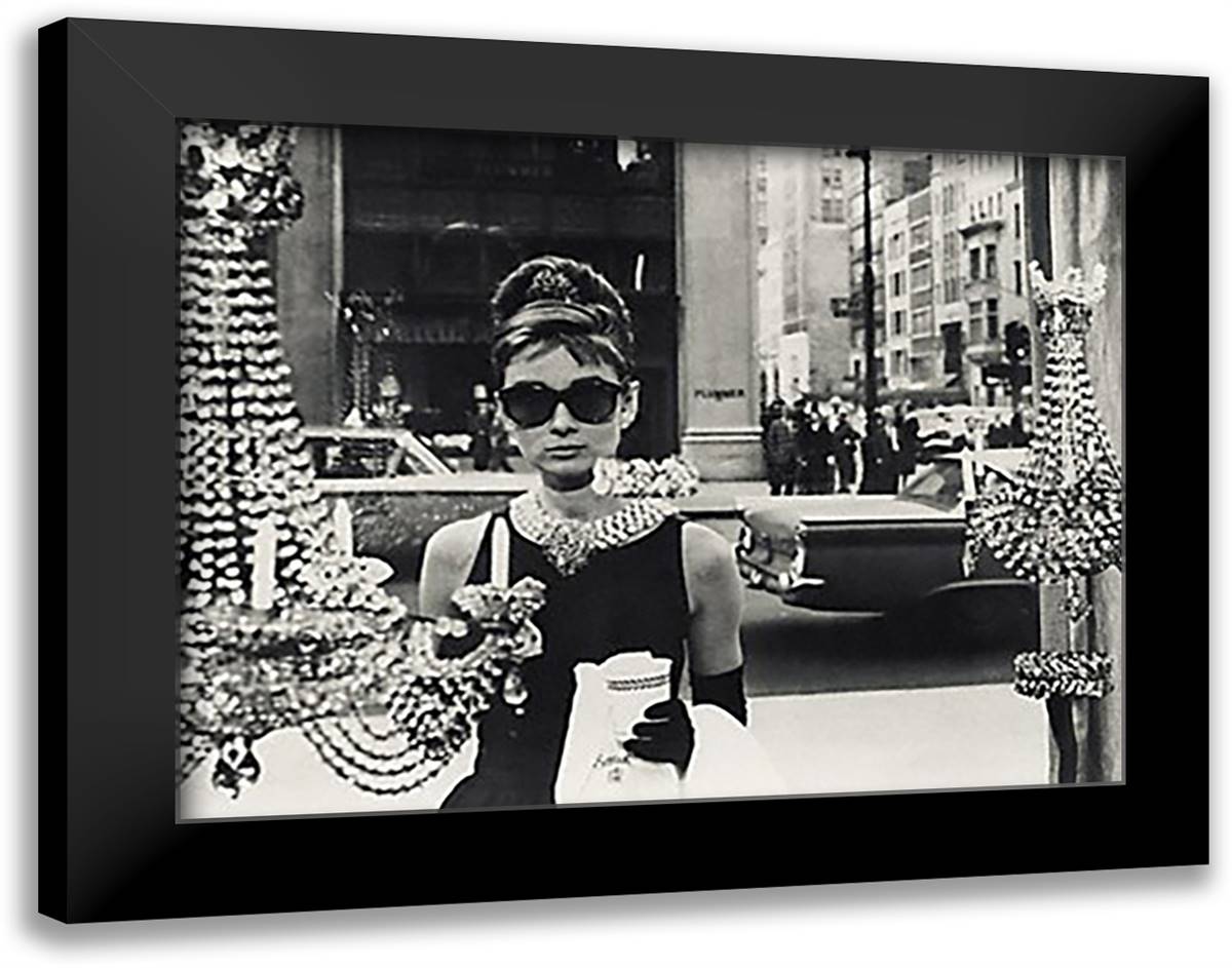 Audrey Hepburn 28x28 Black Modern Wood Framed Art Print Poster