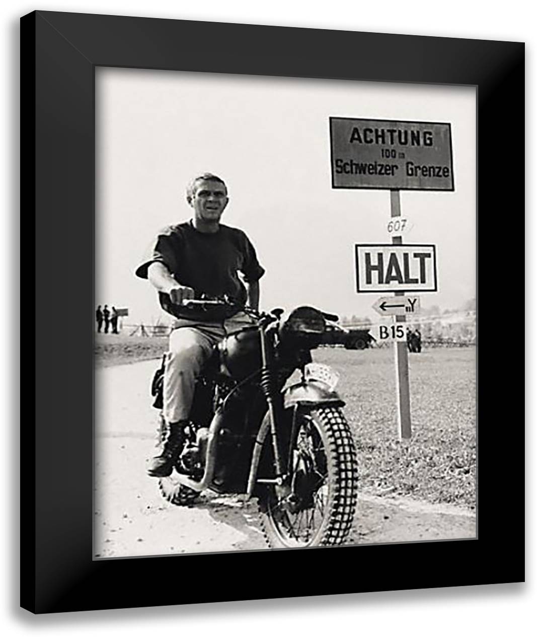 Steve McQueen 28x36 Black Modern Wood Framed Art Print Poster