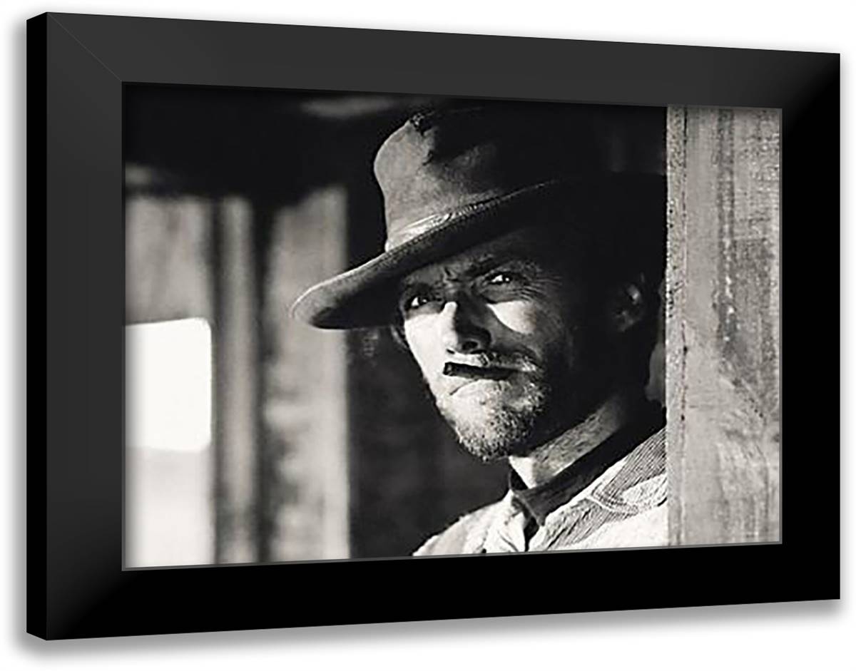 Clint Eastwood 36x28 Black Modern Wood Framed Art Print Poster