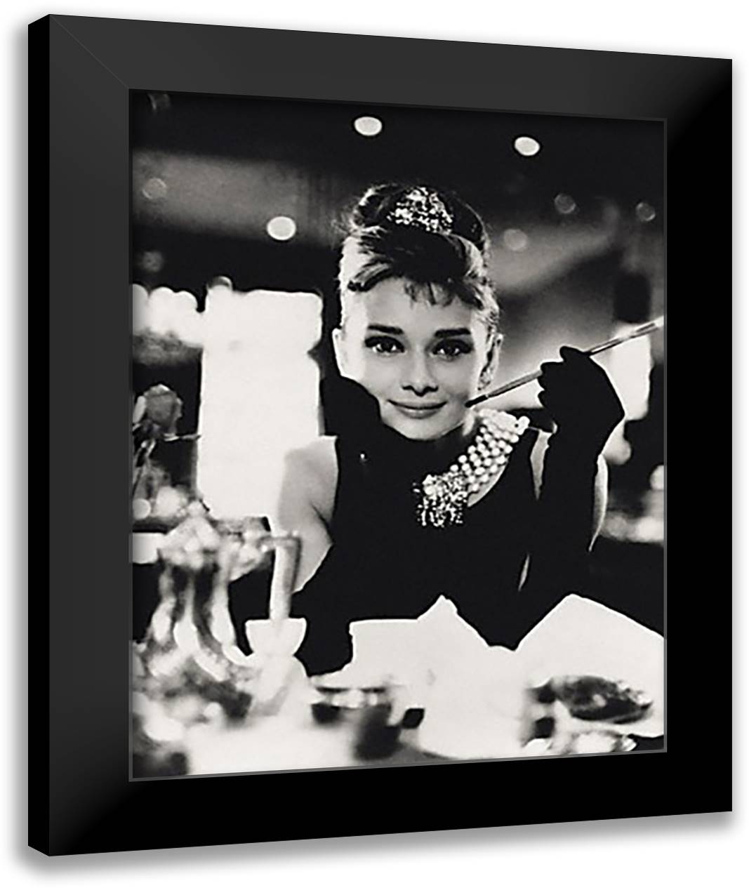 Audrey Hepburn 28x36 Black Modern Wood Framed Art Print Poster