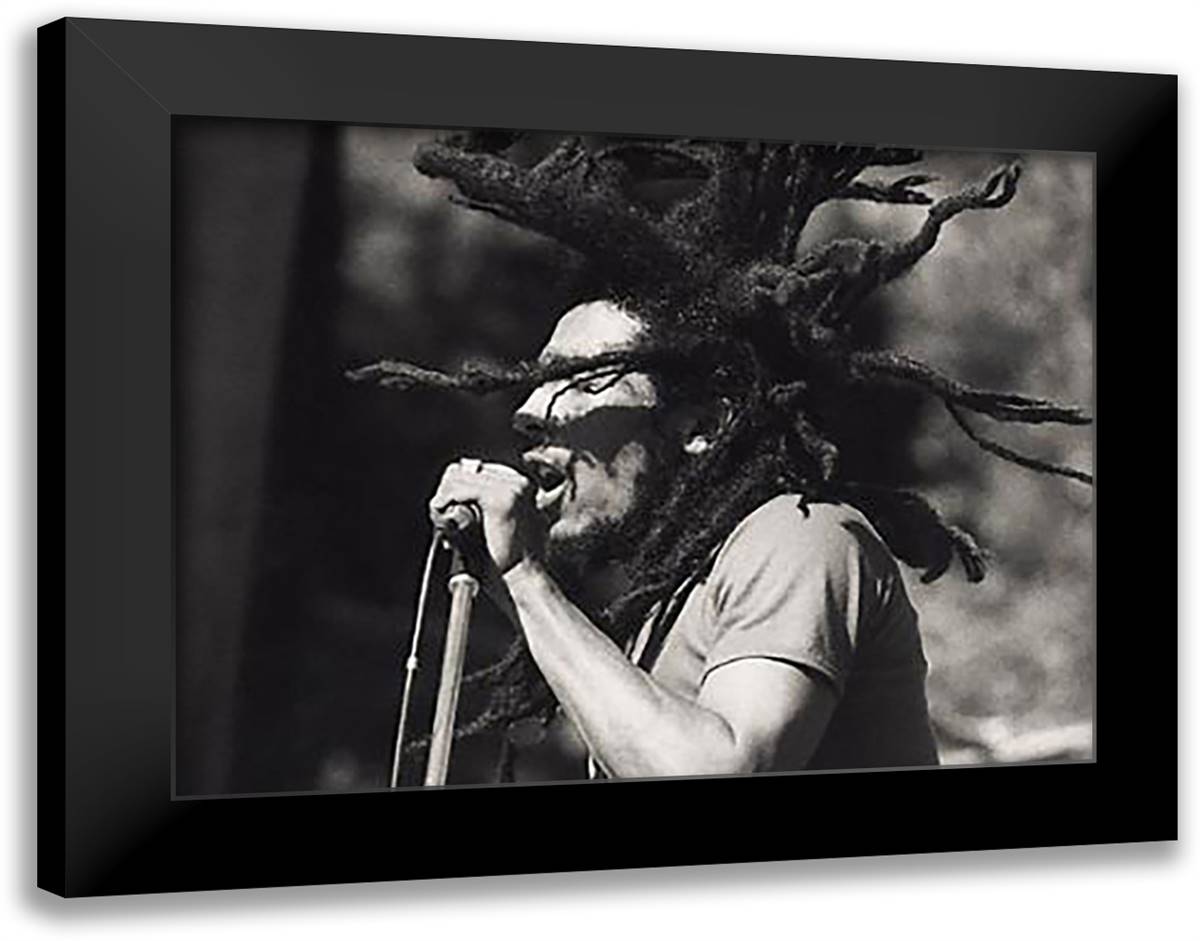 Bob Marley 36x28 Black Modern Wood Framed Art Print Poster