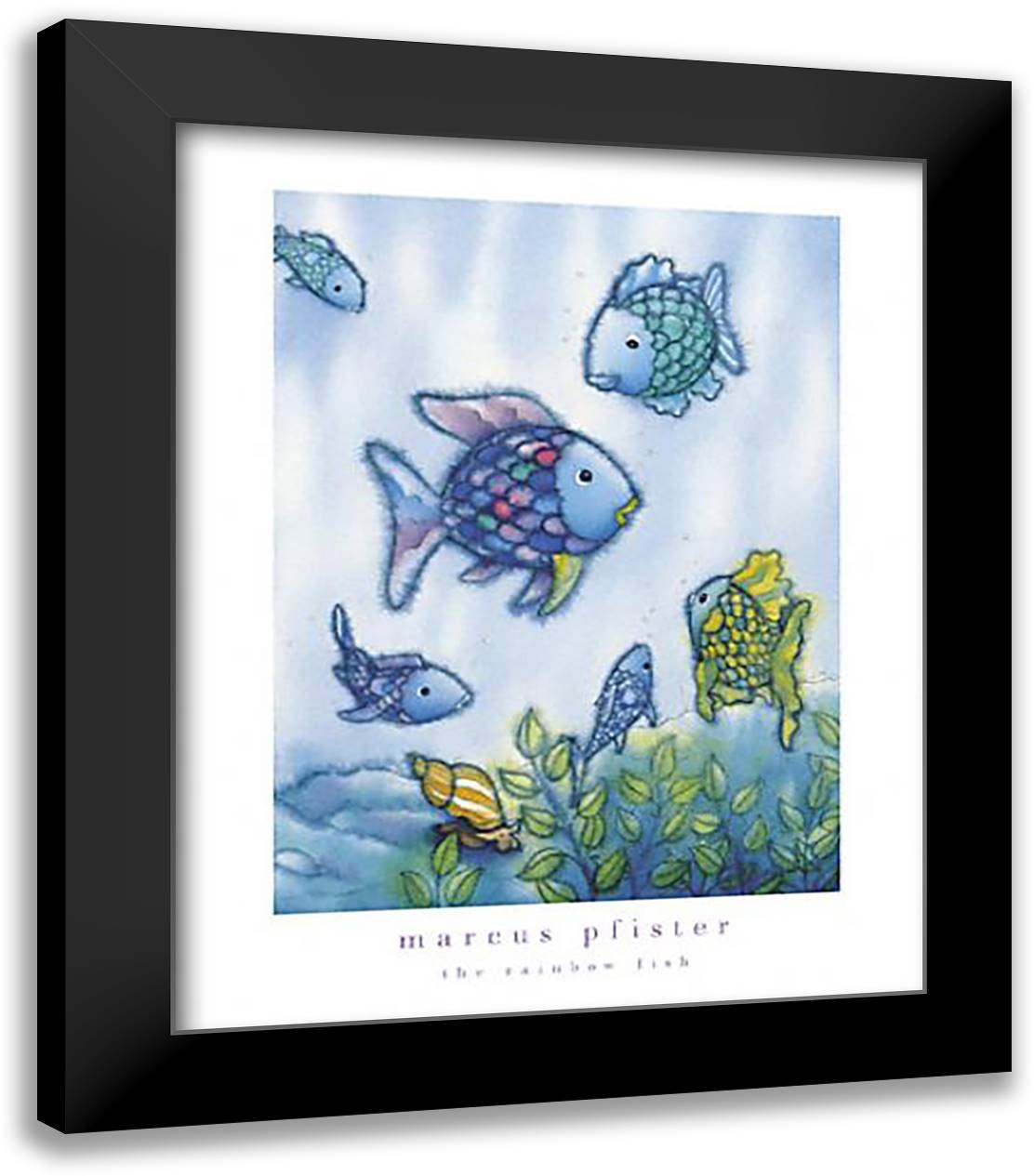 Rainbow Fish and Friends 14x16 Black Modern Wood Framed Art Print Poster by Pfister, Marcus
