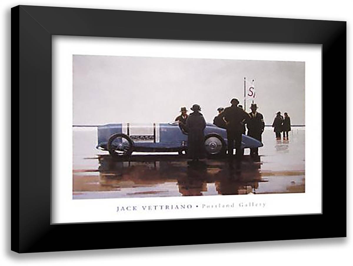 Pendine Beach 32x24 Black Modern Wood Framed Art Print Poster by Vettriano, Jack