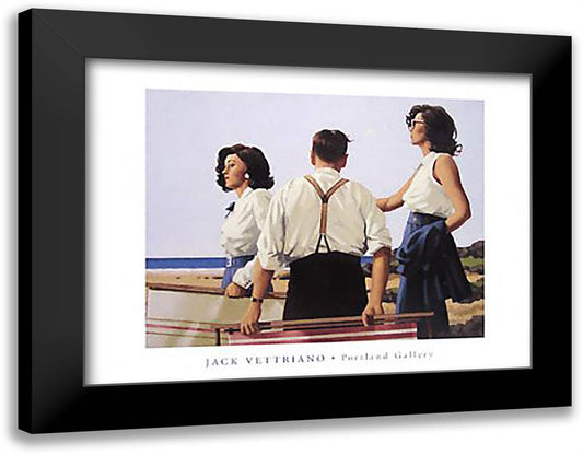 Young Hearts 35x28 Black Modern Wood Framed Art Print Poster by Vettriano, Jack