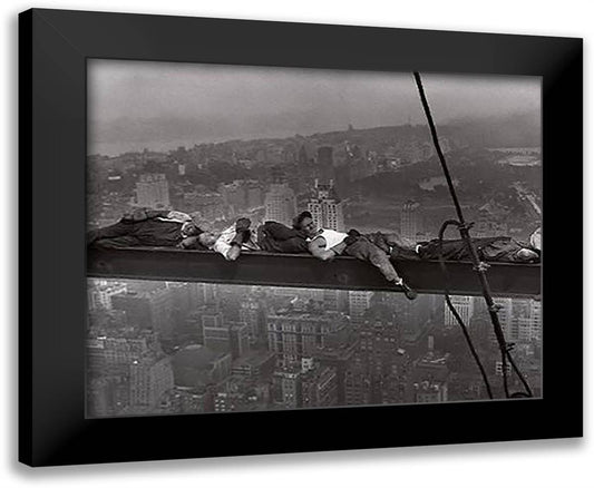 Radio City Workers Nap 24x20 Black Modern Wood Framed Art Print Poster