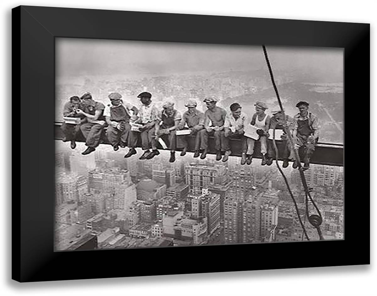 Lunchtime Atop a Skyscraper, c.1932 36x28 Black Modern Wood Framed Art Print Poster by Ebbets, Charles C.