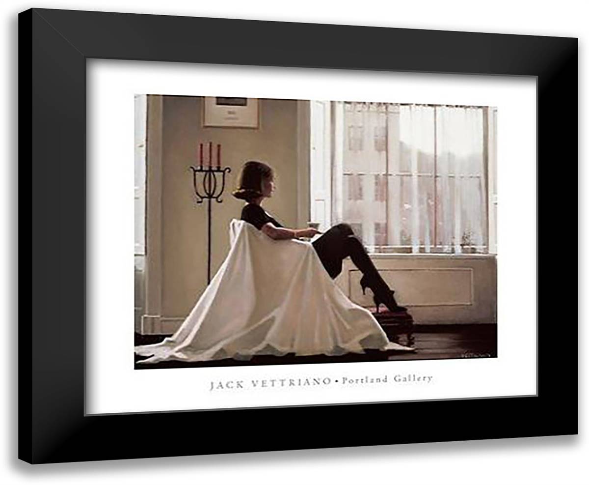 In Thoughts of You 24x20 Black Modern Wood Framed Art Print Poster by Vettriano, Jack