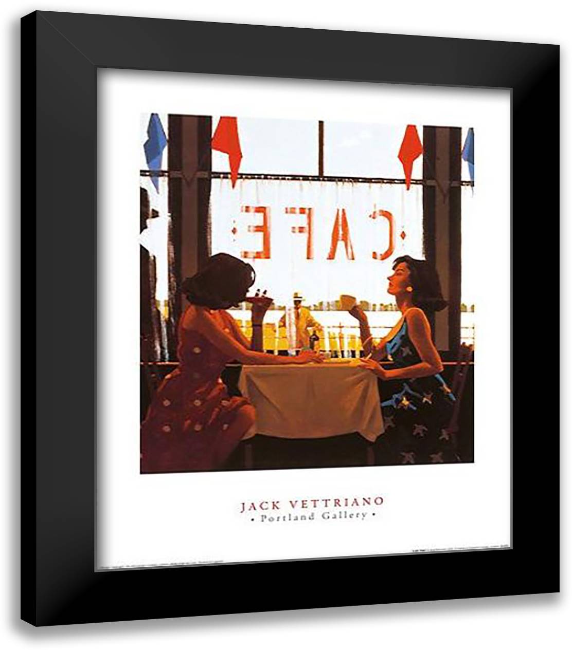 Caf Days 20x24 Black Modern Wood Framed Art Print Poster by Vettriano, Jack