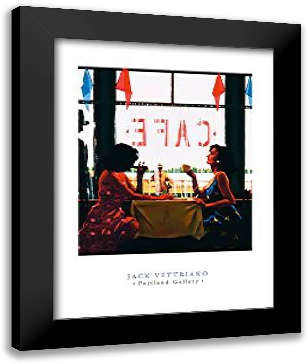 Caf?? Days 28x36 Black Modern Wood Framed Art Print Poster by Vettriano, Jack